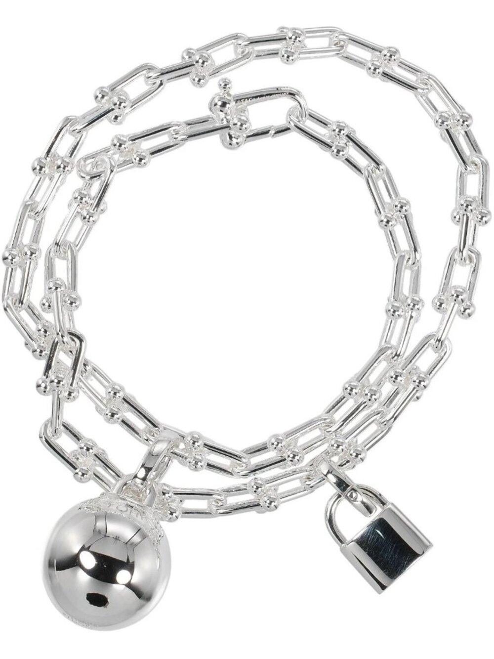 TIFFANY&Co. hardware small wrap Bracelet Wrist Size6.7" Silver925 45.38g Women